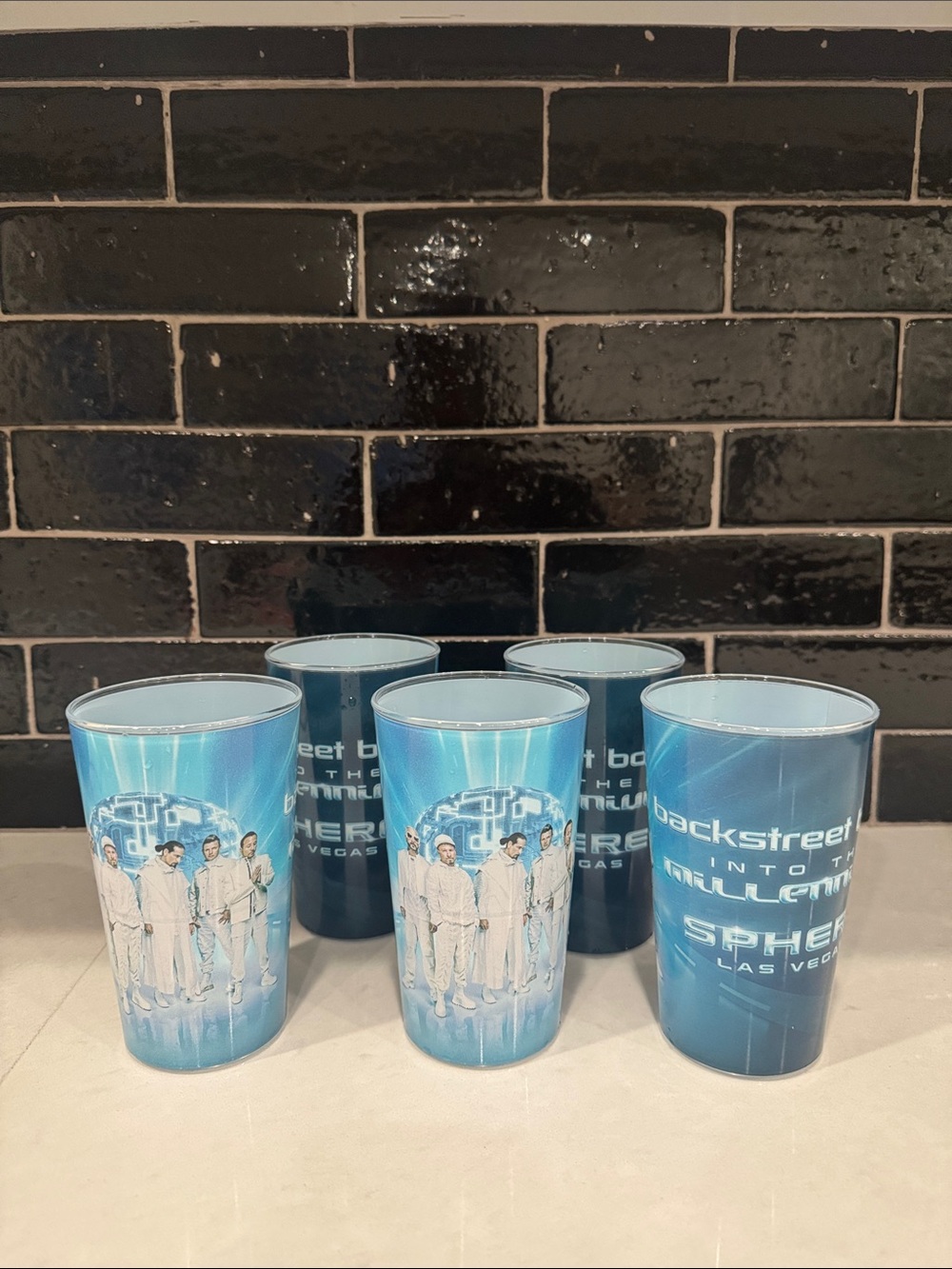Backstreet Boys Millennium SPHERE Las Vegas Blue Plastic Cups (Set of 5)